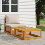 vidaXL Salon de jardin avec coussins 2 Pièces bois massif acacia