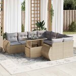 vidaXL Salon de jardin avec coussins 9 Pièces beige résine tressée