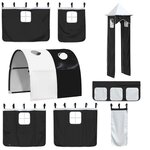 vidaXL Lit superposé sans matelas avec toboggan blanc noir 90x190 cm