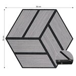 8 Panneaux muraux 30x26 hexagone gris bois