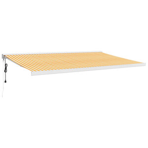 vidaXL Auvent rétractable jaune et blanc 5x3 m tissu et aluminium
