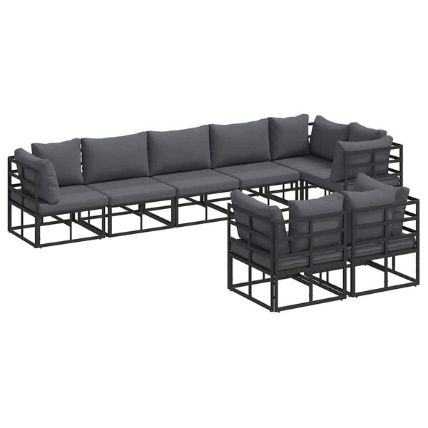 vidaXL Ensemble de canapé de jardin avec coussin Noir Aluminium