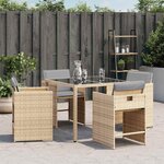 vidaXL Chaises de jardin avec coussins lot de 4 mélange beige