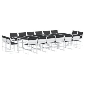 vidaXL Ensemble à manger de jardin avec coussins 17Pièces blanc textilène