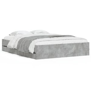 vidaXL Cadre de lit avec tiroirs sans matelas gris béton 150x200 cm
