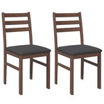 vidaXL Chaises à manger coussins 2 Pièces marron bois massif caoutchouc
