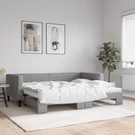 vidaXL Lit de jour avec lit gigogne gris clair 90x200 cm tissu