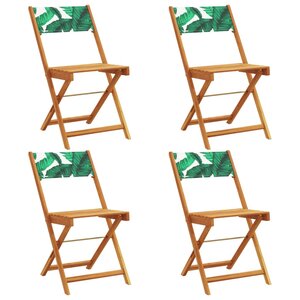 vidaXL Chaises de jardin pliantes lot de 4 vert tissu et bois massif