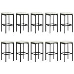 vidaXL Ensemble de bar de jardin 11 Pièces avec coussins noir poly rotin