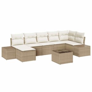 vidaXL Ensemble de canapé de jardin 8 Pièces Beige Poly rotin