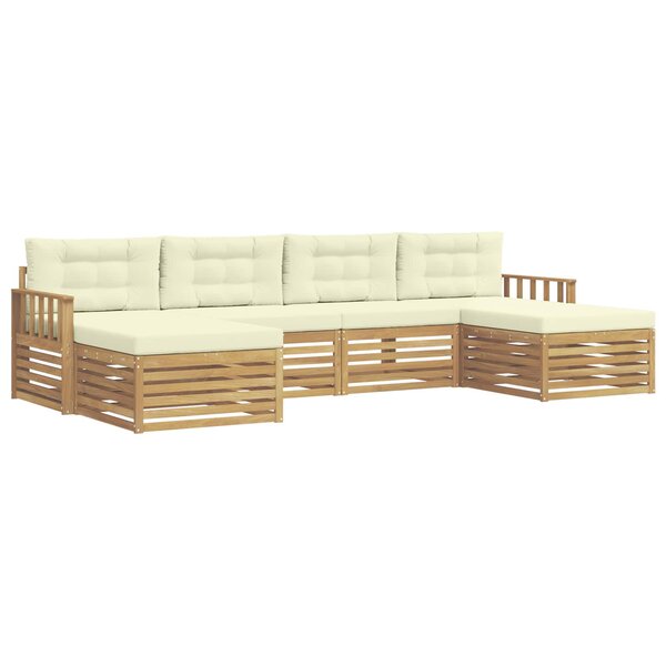 vidaXL Ensembles de canapés 6 Pièces Blanc et crème Bois d'Acacia Massif