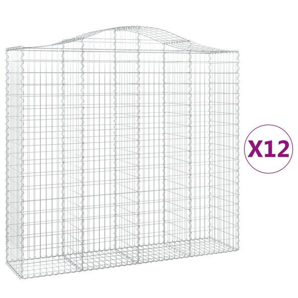 vidaXL Paniers à gabions arqués 12 Pièces 200x50x180/200 cm Fer galvanisé