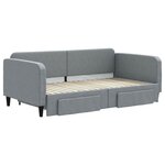 vidaXL Lit de jour avec gigogne et tiroirs gris clair 90x190 cm tissu
