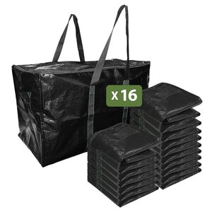 Pack and Move - Lot 16 Grands Sacs Déménagement Recyclé - Rangement Et Transport Ultra Résistant - Réutilisable - Poignées Solides - 100L