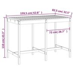 vidaXL Table de jardin blanc 159 5x82 5x110 cm bois massif de pin