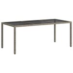 vidaXL Table de jardin Gris 190x90x75 cm Verre trempé/résine tressée