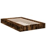 vidaXL Cadre de lit chêne fumé 135x190 cm bois d'ingénierie