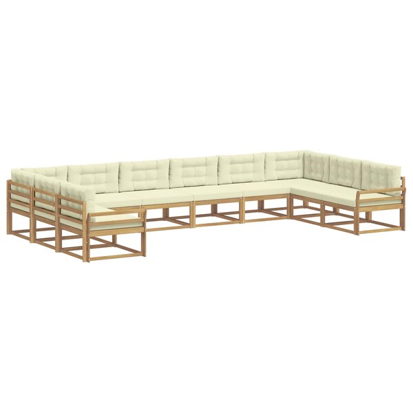 vidaXL Ensemble de canapés d'extérieur 10 Pièces Blanc et crème