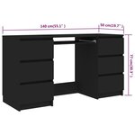 vidaXL Bureau noir 140x50x77 cm Bois d'ingénierie