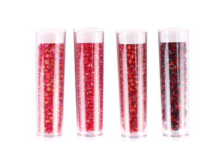Perle Rocaille tubes 8 g Rouge 4 pièces
