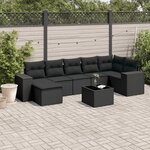 vidaXL Salon de jardin 8 Pièces avec coussins noir résine tressée