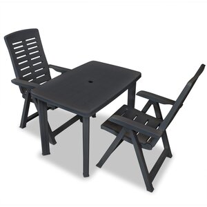 vidaXL Ensemble de bistro 3 Pièces Plastique Anthracite
