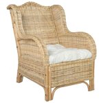 vidaXL Canapé avec coussin Rotin naturel et lin
