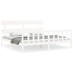 vidaXL Cadre de lit avec tête de lit blanc Super King Size bois massif