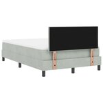 Lit box spring vidaXL avec matelas en velours gris clair petit double