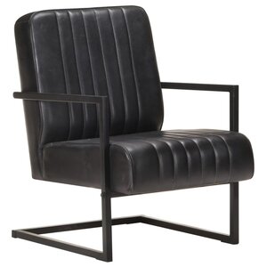 vidaXL Chaise de canapé cantilever noir cuir véritable