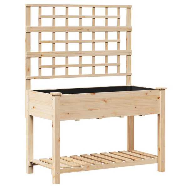 vidaXL Jardinière avec treillis et étagère 115x59x152 cm en bois massif de sapin