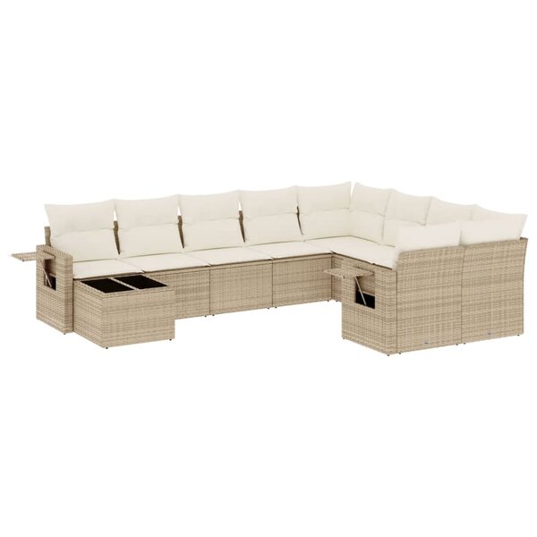 vidaXL Salon de jardin avec coussins 10 Pièces beige résine tressée
