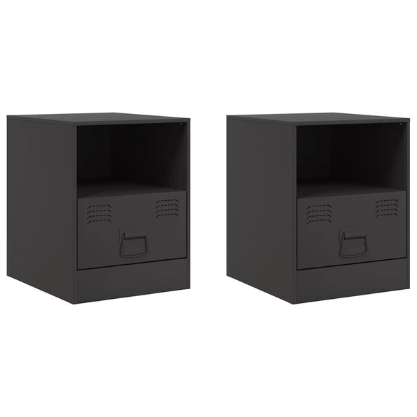 vidaXL Tables de chevet 2 Pièces noir 34 5x39x44 cm acier