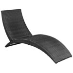 vidaXL Chaise longue pliable avec coussin Résine tressée Noir