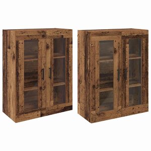 vidaXL Armoires Murailles 2 Pièces Bois ancien 69 5 x 34 x 90 cm