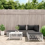 vidaXL Salon de jardin avec coussins 6 Pièces blanc acier