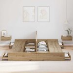 vidaXL Cadre de lit avec rangement chêne artisanal 200 x 200 cm