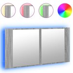 vidaXL Armoire de salle de bain à miroir LED sonoma gris 90x12x45 cm