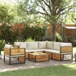 vidaXL Salon de jardin avec coussins 7 Pièces bois massif d'acacia