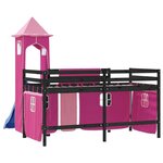 vidaXL Lit mezzanine enfants avec tour sans matelas rose 90x190 cm