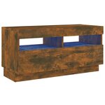 vidaXL Meuble TV avec lumières LED chêne fumé 80x35x40 cm