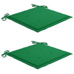 vidaXL Chaises de jardin lot de 2 et coussins vert Bois de teck massif