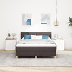 vidaXL Lit à ressort avec matelas & LED marron foncé 140x190 cm en tissu