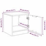 vidaXL Armoire de lit 2 Pièces Chêne noir 40 x 39 x 40 cm