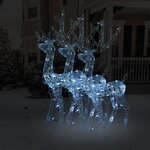 vidaXL Décorations de Noël de renne Acrylique 3 Pièces 120 cm Blanc froid