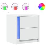 vidaXL Armoires de chevet et lumières LED 2Pièces blanc bois d'ingénierie