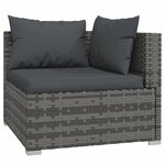 vidaXL Salon de jardin 11 Pièces avec coussins Résine tressée Gris