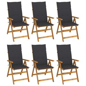 vidaXL Chaises pliables de jardin lot de 6 avec coussins Bois d'acacia