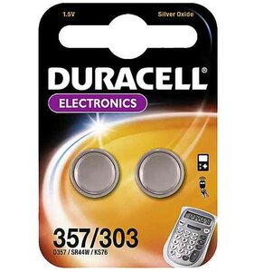 Blister 2 piles bouton oxyde argent 'Electronics' 357/303/SR44 DURACELL