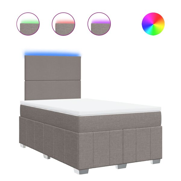 vidaXL Sommier à lattes de lit avec matelas Taupe 120x200 cm Tissu
